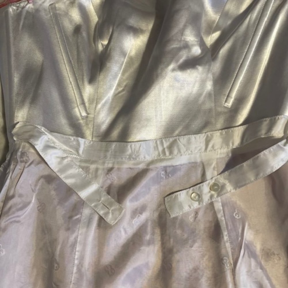 Escada Sz 36 Pink, Sliver, Gold Strapless Brocade Evening Dress - Picture 8 of 15